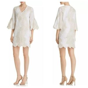 NWT LE GALI beige & white embroidered dress S